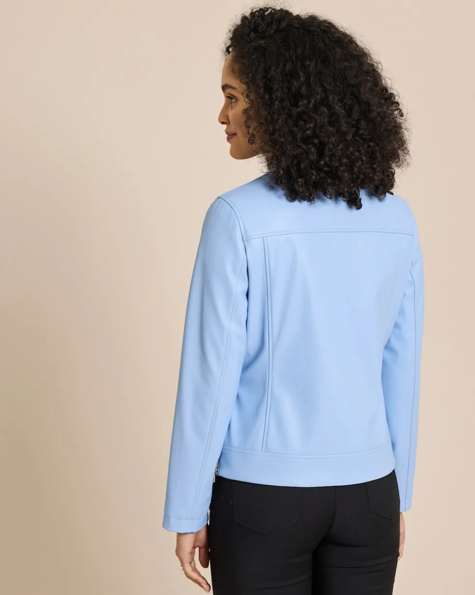 Jacke aus Lederimitat mit Stehkragen