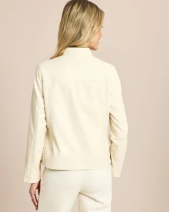 Jacke aus Lederimitat mit Stehkragen