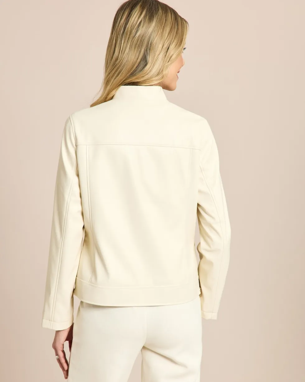 Jacke aus Lederimitat mit Stehkragen
