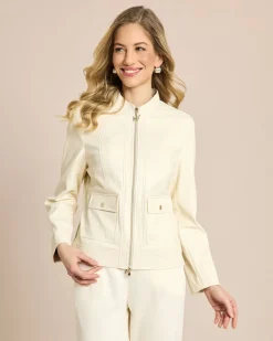 Jacke aus Lederimitat mit Stehkragen
