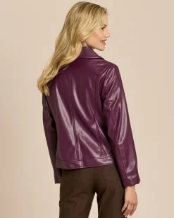 Jacke aus Lederimitat mit Webpelzkragen
