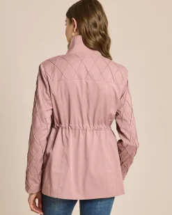 Jacke in Karo-Struktur mit Ziernähten