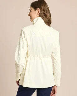 Jacke in Karo-Struktur mit Ziernähten
