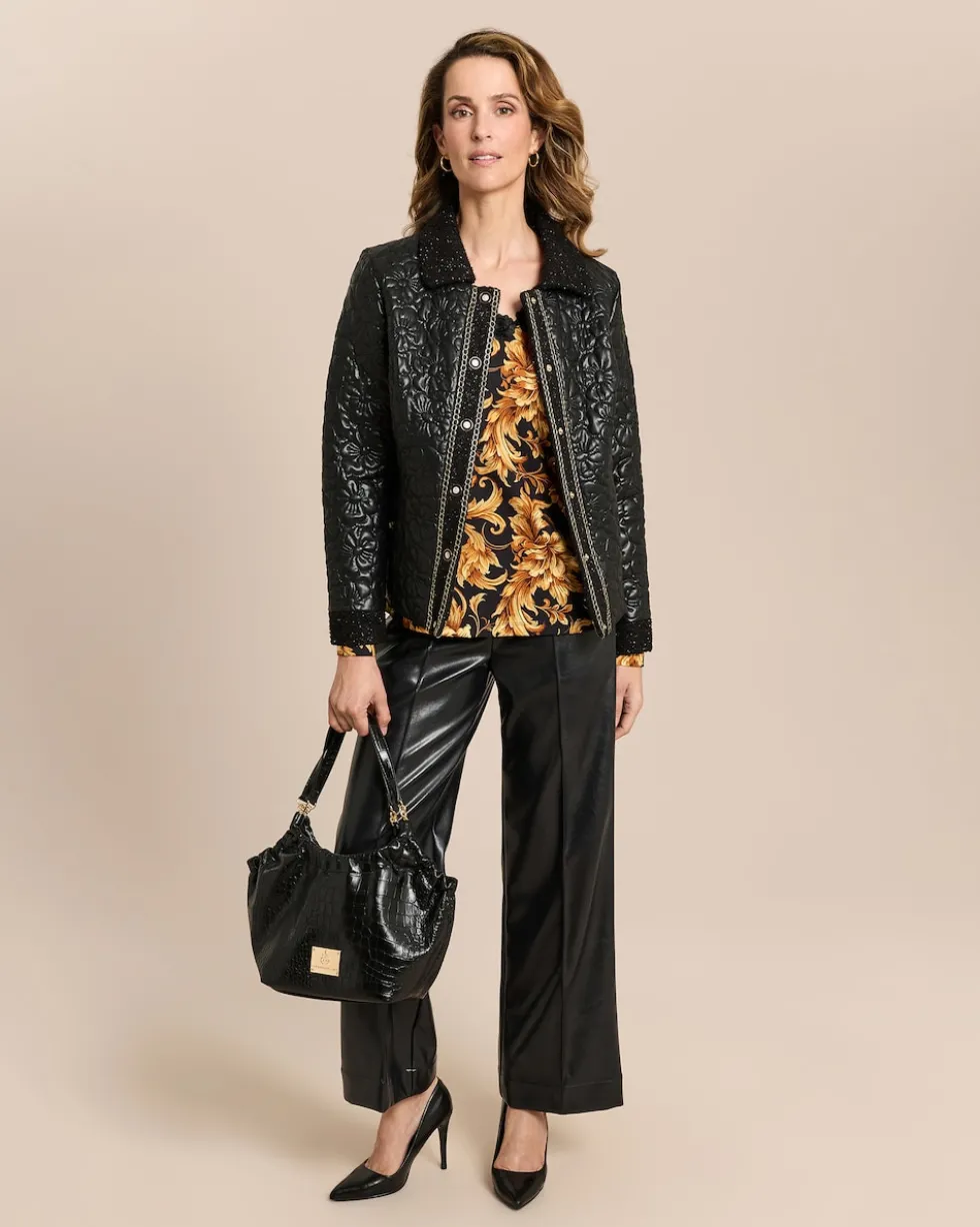 Jacke mit geprägtem Lederimitat