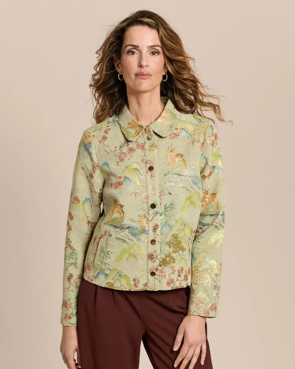 Jacke mit Metallicgarn und Tiermuster