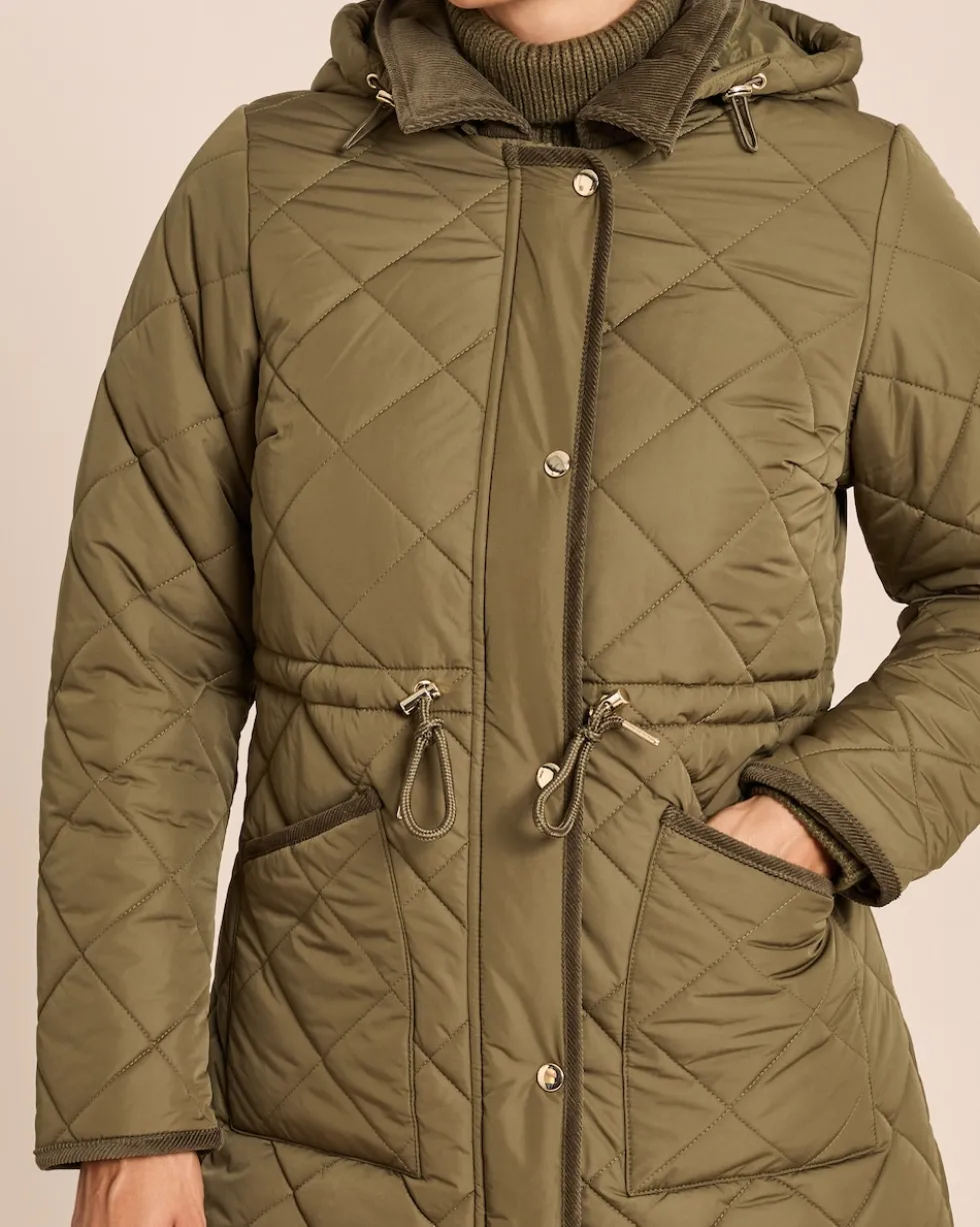 Jacke mit Rautenstepp und Cord-Absetzungen