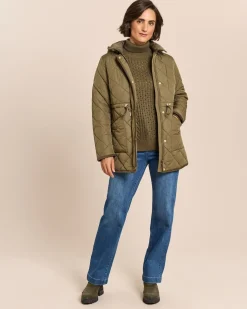 Jacke mit Rautenstepp und Cord-Absetzungen
