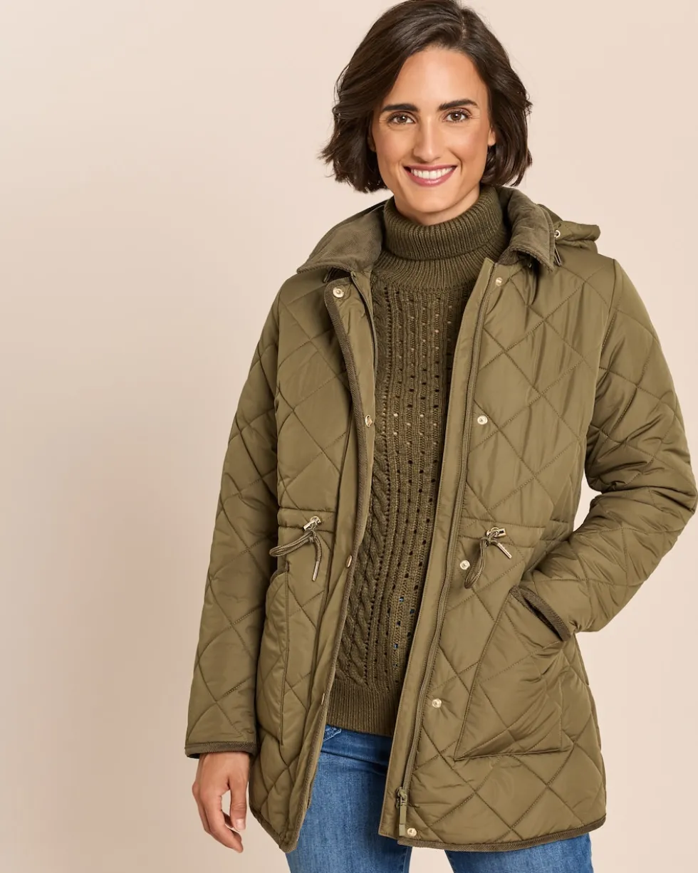 Jacke mit Rautenstepp und Cord-Absetzungen