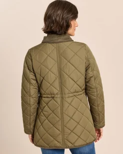 Jacke mit Rautenstepp und Cord-Absetzungen