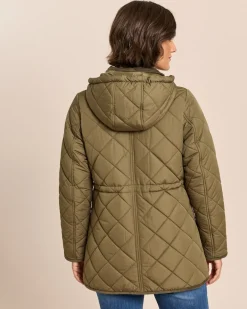 Jacke mit Rautenstepp und Cord-Absetzungen