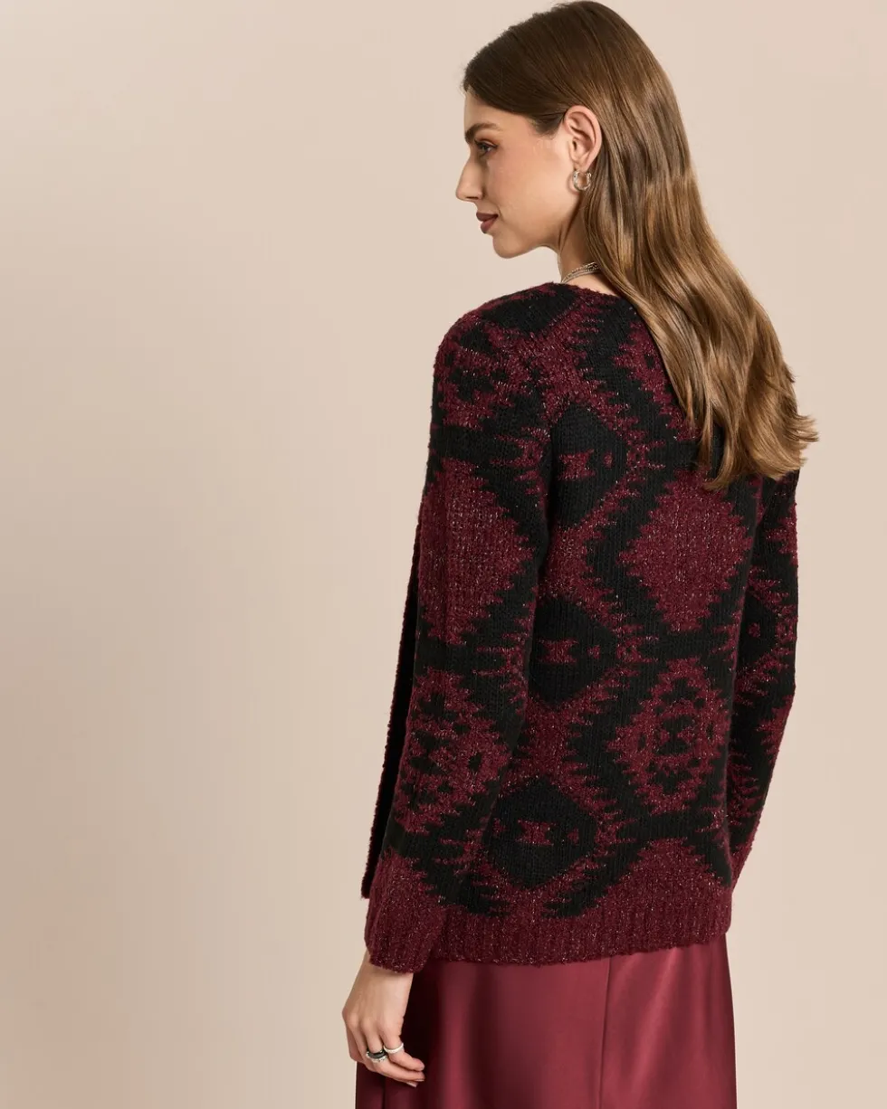 Jacquard-Cardigan mit Glanzgarn