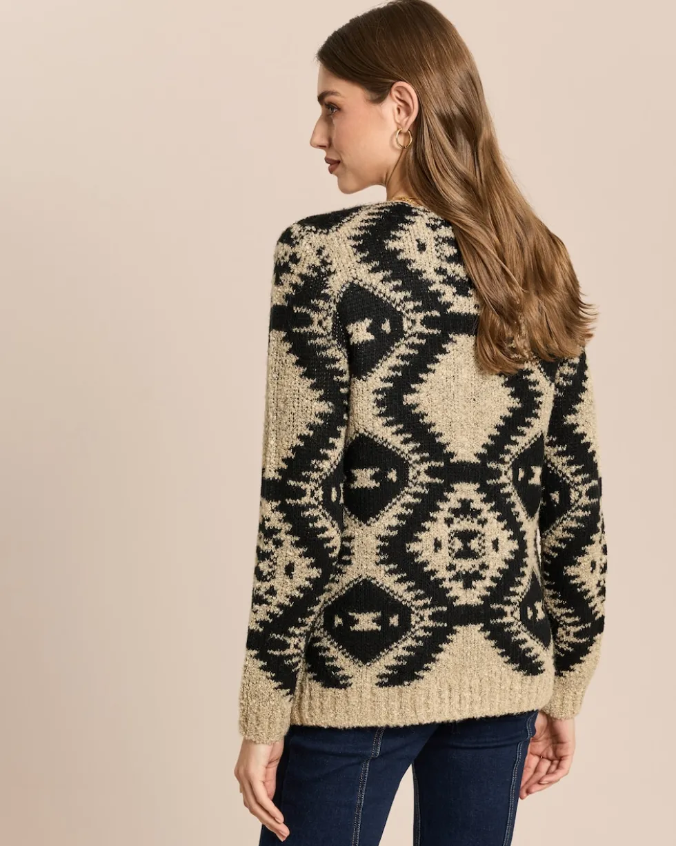 Jacquard-Cardigan mit Glanzgarn