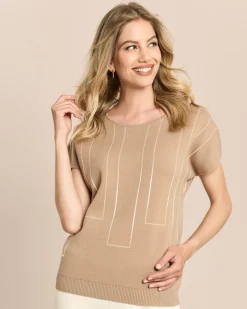 Jacquard-Pullover kurzarm