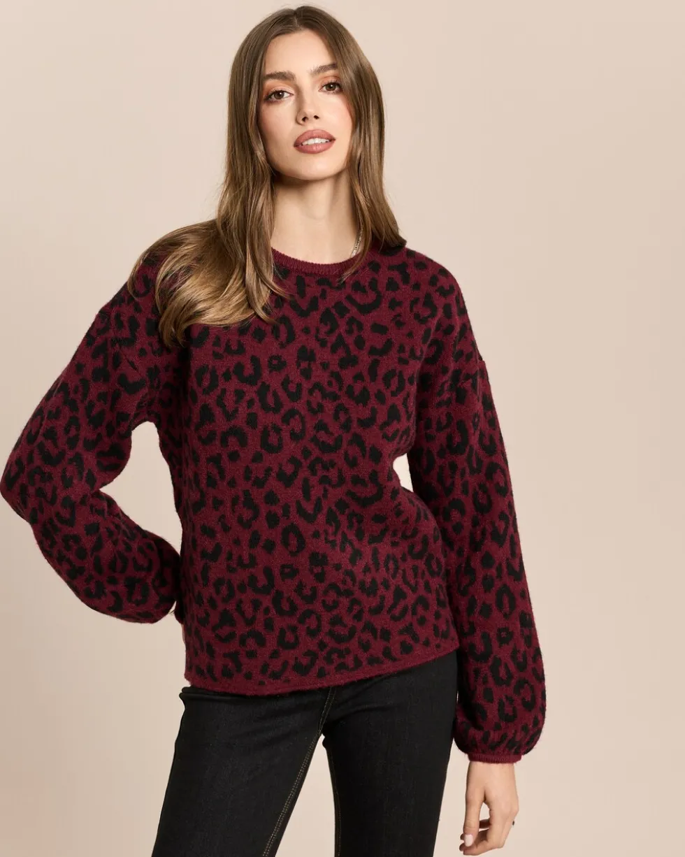 Jacquard-Pullover mit Seitenschlitzen