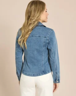 Jeansjacke im Bikerstil