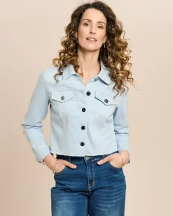 Jeansjacke mit ausgefranstem Saum