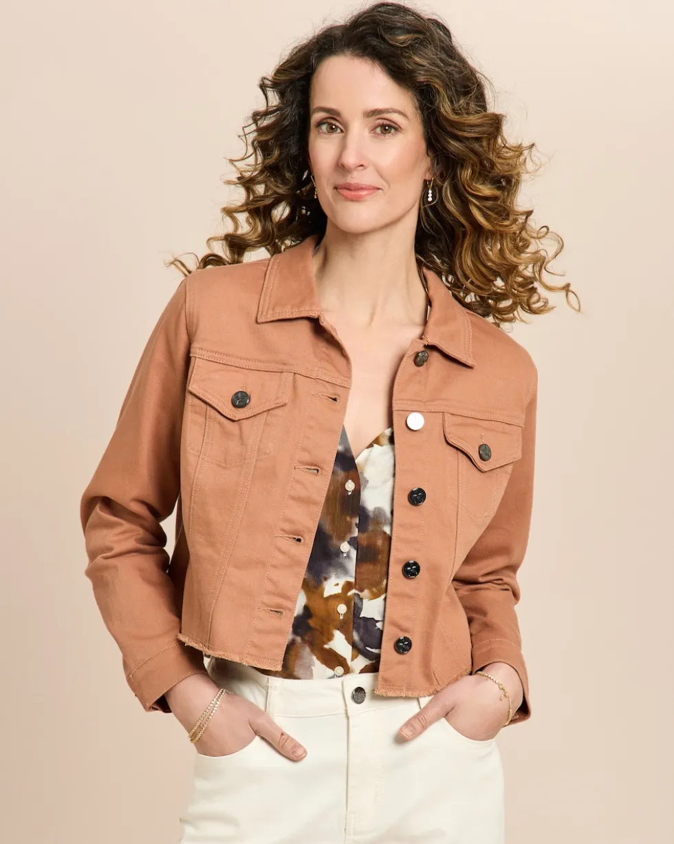 Jeansjacke mit ausgefranstem Saum