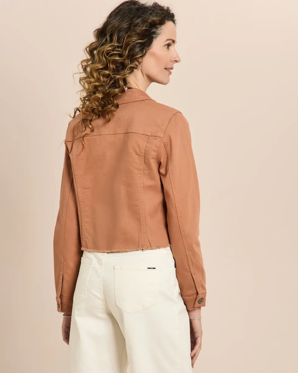 Jeansjacke mit ausgefranstem Saum