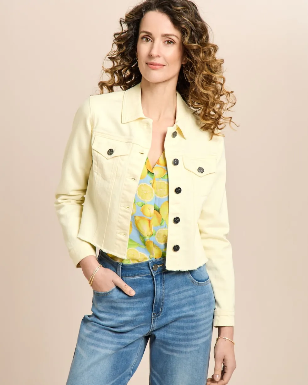Jeansjacke mit ausgefranstem Saum