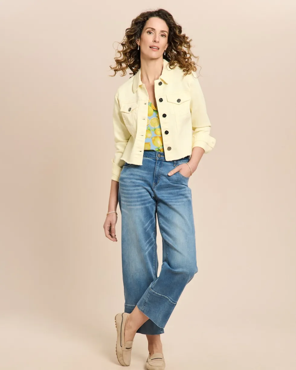 Jeansjacke mit ausgefranstem Saum