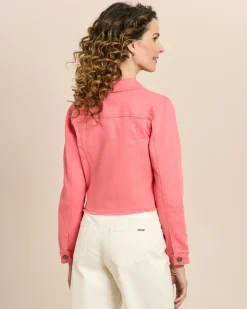 Jeansjacke mit ausgefranstem Saum