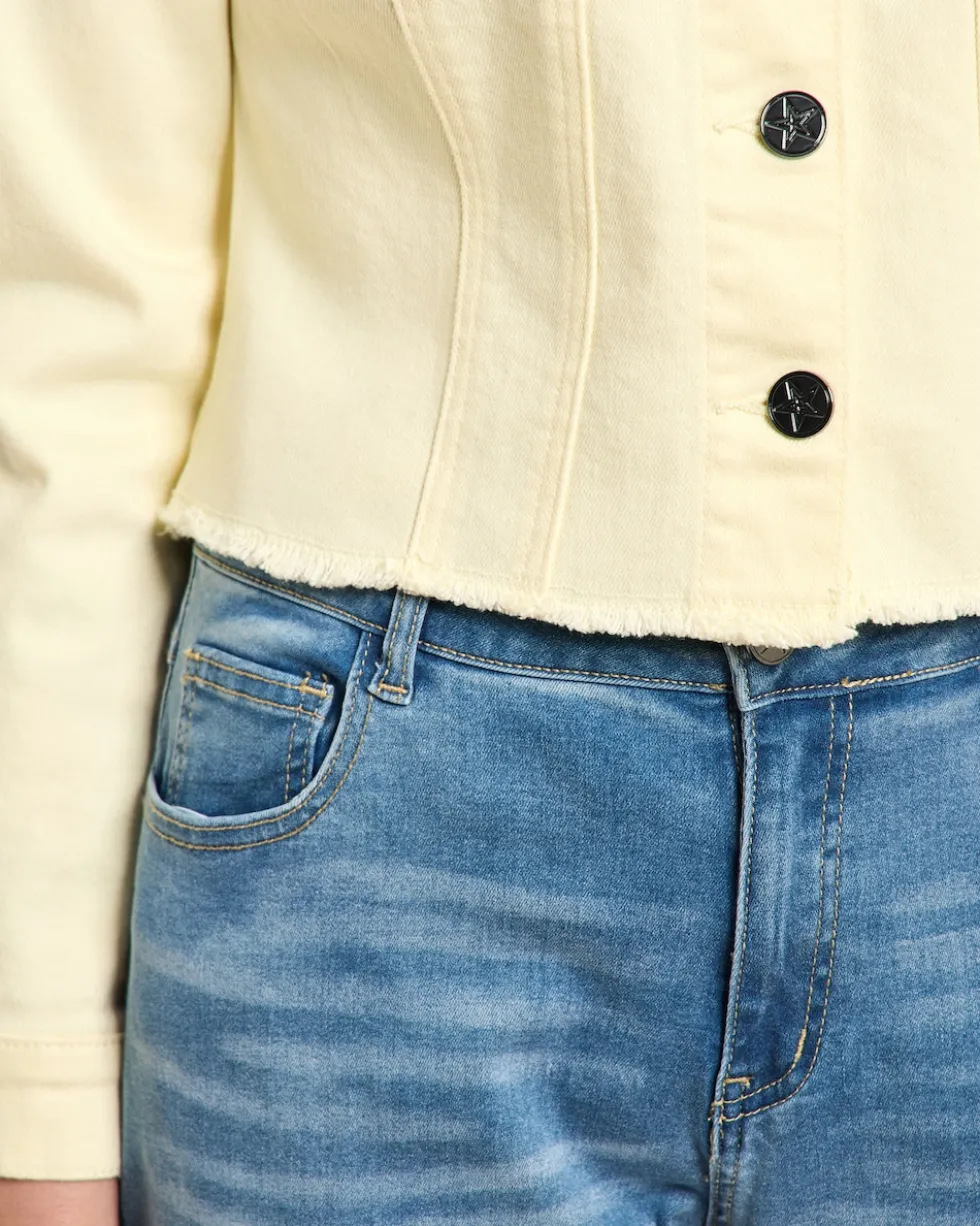 Jeansjacke mit ausgefranstem Saum