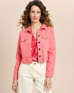 Jeansjacke mit ausgefranstem Saum