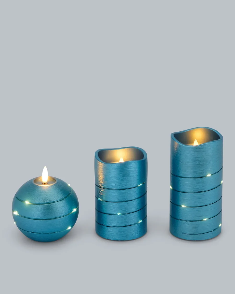 Kerzen-Set mit LED-Draht, 3tlg.