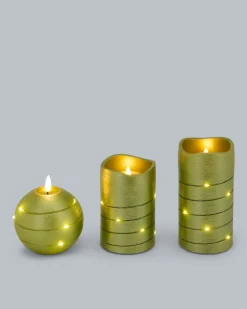 Kerzen-Set mit LED-Draht, 3tlg.