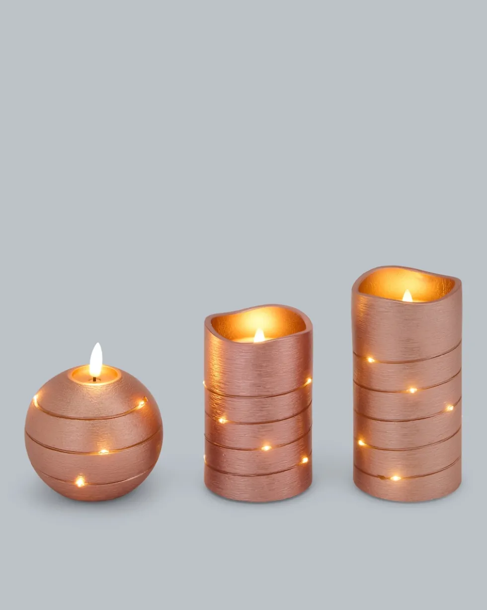 Kerzen-Set mit LED-Draht, 3tlg.