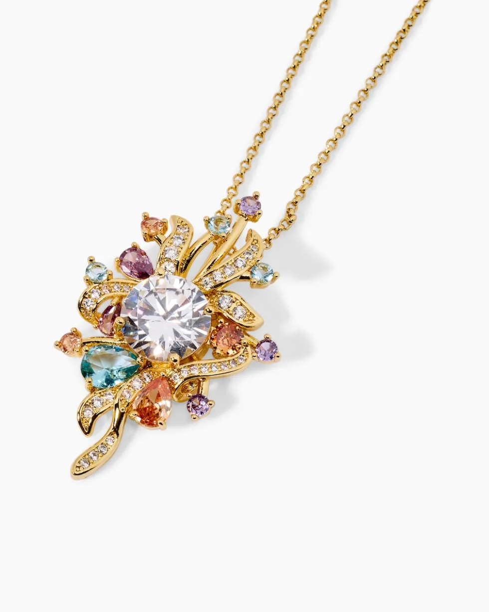 Kette + Anhänger mit Zirkonia & Glassteinen