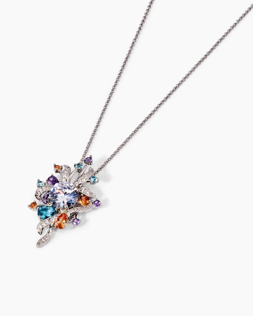 Kette + Anhänger mit Zirkonia & Glassteinen