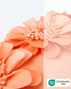 Kissen mit Blumen-Applikation, 2tlg.