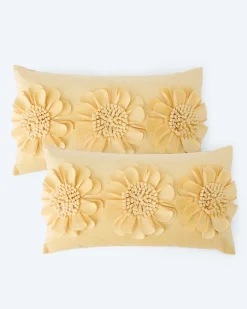 Kissen mit Blumen-Applikation, 2tlg.