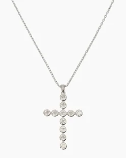 Kreuz-Anhänger mit Kette und Zirkonia