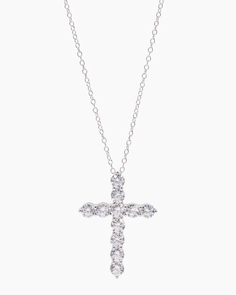 Kreuz-Anhänger mit Kette und Zirkonia