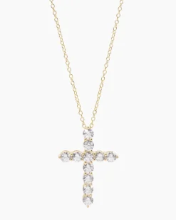 Kreuz-Anhänger mit Kette und Zirkonia