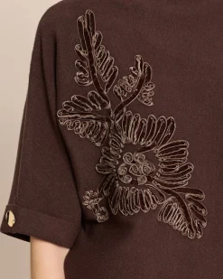 Kurzarm-Pullover mit Blumenmotiv