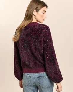 Kuschel-Jacquard-Strickjacke Leopard