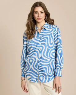 Langarm Bluse mit Allover-Muster