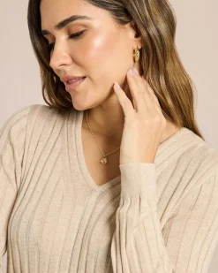 Langarm Pullover mit Metallic Garn