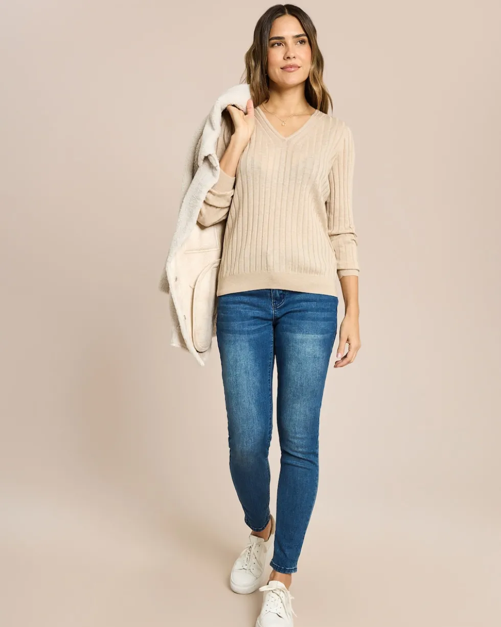 Langarm Pullover mit Metallic Garn
