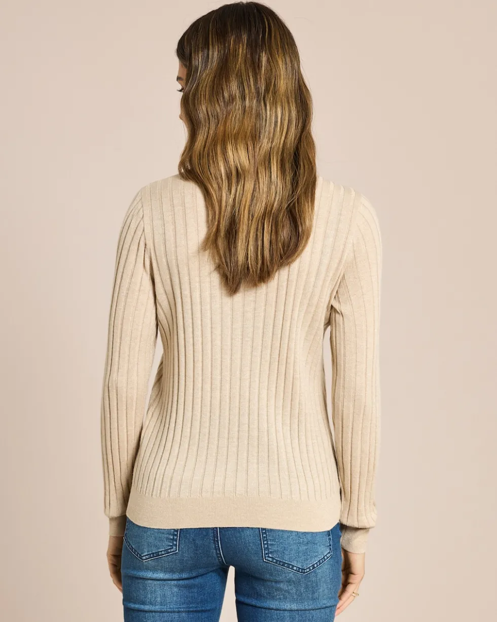 Langarm Pullover mit Metallic Garn