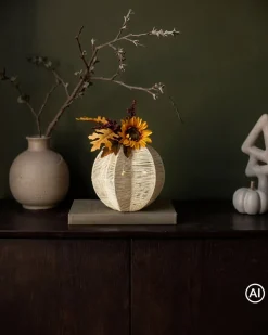 LED Deko-Kürbis mit Sonnenblume