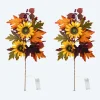 LED-Dekozweige "Herbstdesign Sonnenblume", 2tlg.