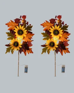 LED-Dekozweige "Herbstdesign Sonnenblume", 2tlg.