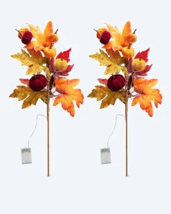 LED-Dekozweige Herbst mit Samt-Kürbissen, 2tlg.