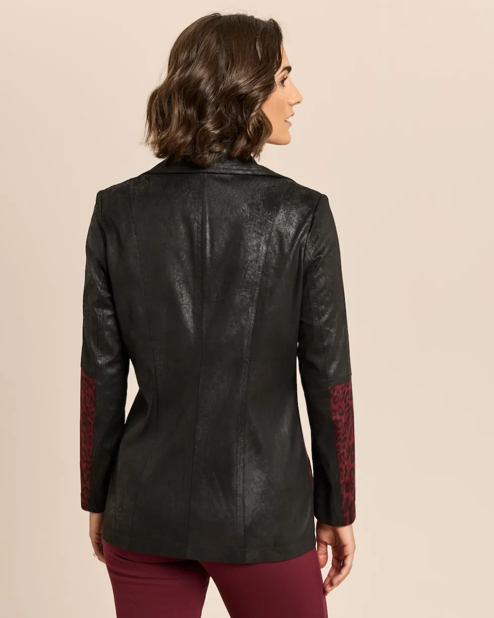 Lederimitatjacke mit Bikerelementen