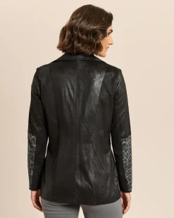 Lederimitatjacke mit Bikerelementen