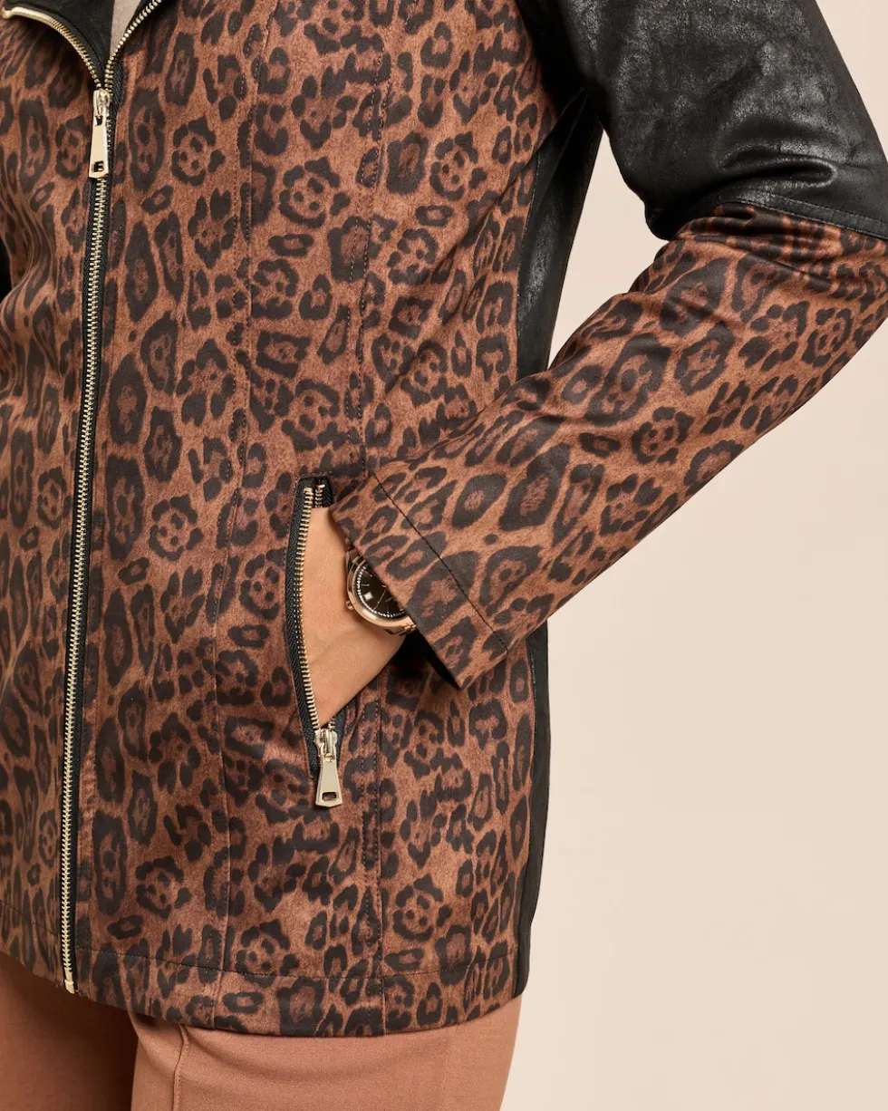Lederimitatjacke mit Bikerelementen